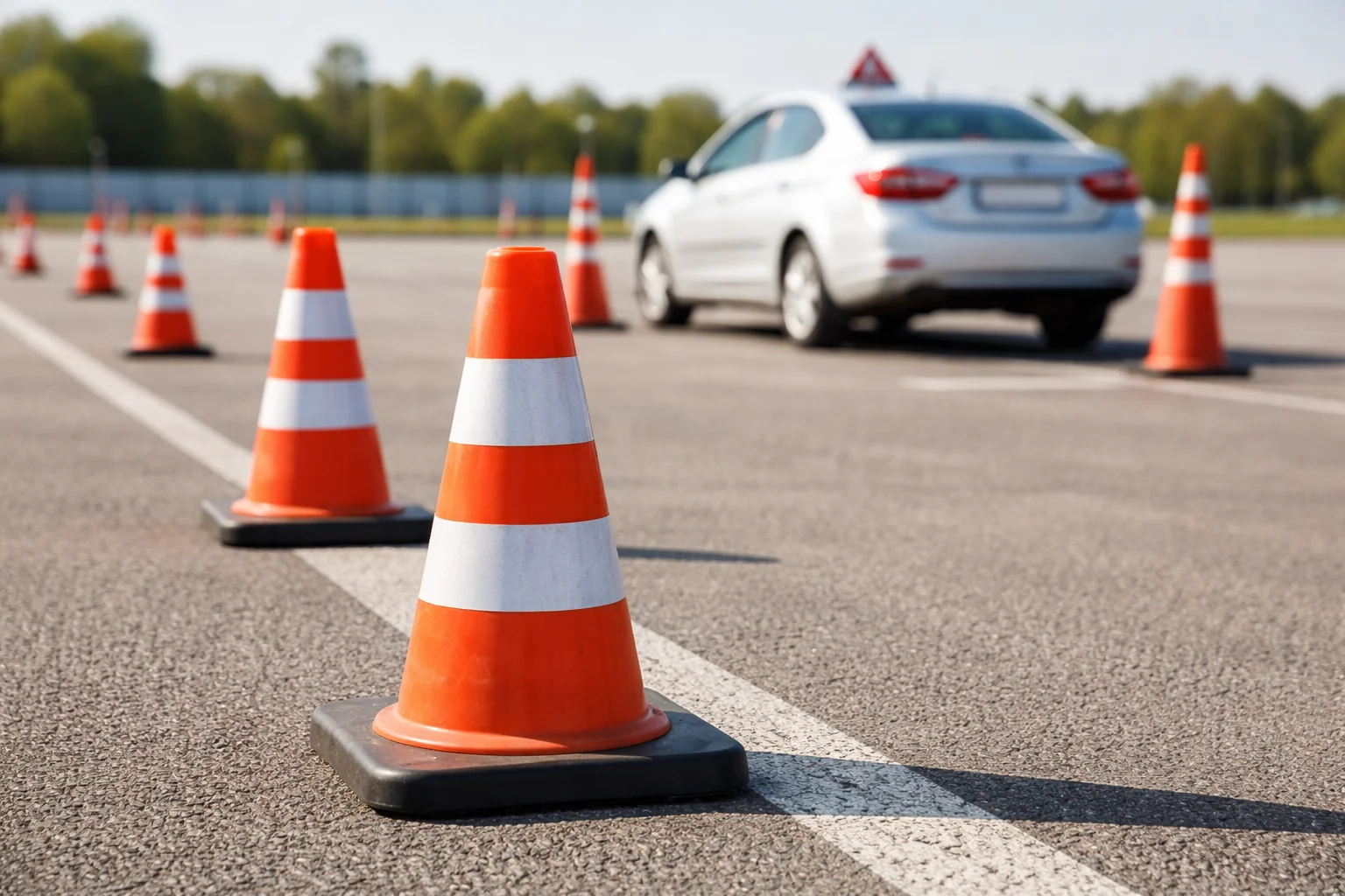 Конусы на площадке экзамена ГИБДД — типичные ошибки при парковке, автошкола «Формула» Тюмень, 3 автодрома